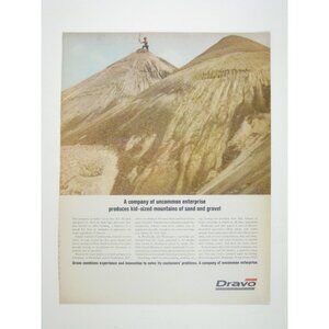 Vintage Dravo Print Ad Sand Gravel Industry 1960s Decor Kid On Gravel Pile
